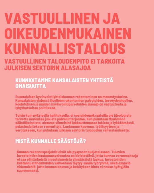 Kuntavaalit 2025 SDP Mynämäki Vaaliohjelma