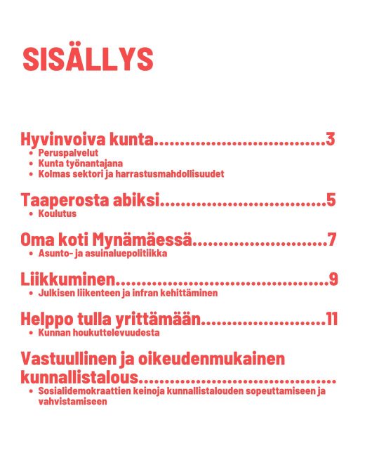 Kuntavaalit 2025 SDP Mynämäki Vaaliohjelma